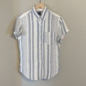 Short Sleeve Patterned Linen Shirt